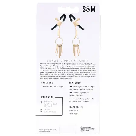 Sportsheets Verge Adjustable Intimate Clamps with Gold Rods, Black/Gold