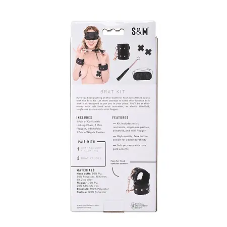 Sportsheets S&M Brat Kit - Restraint Set with Blindfold & Accessories