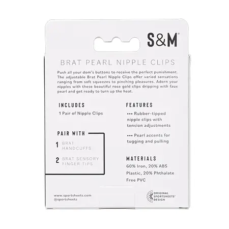 Sportsheets S&M Brat Pearl Adjustable Nipple Clips Rose Gold Finish