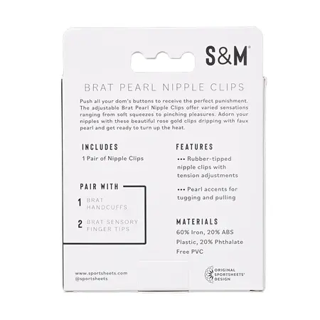 Sportsheets S&M Brat Pearl Adjustable Nipple Clips Rose Gold Finish