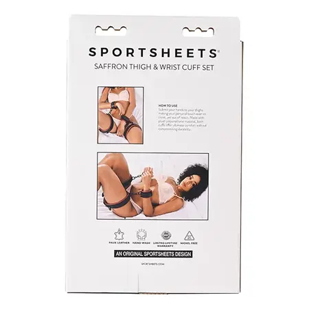 Sportsheets Saffron Thigh & Wrist Restraint Set, Adjustable Faux Leather