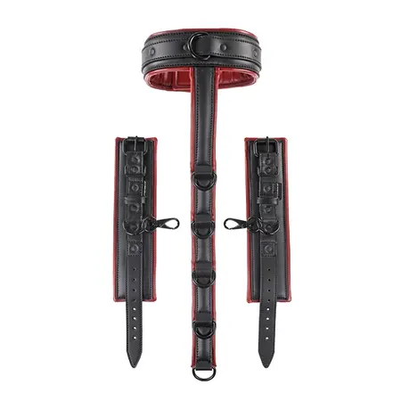 Sportsheets Saffron Adjustable Neck & Wrist Restraint Set, Red-Black