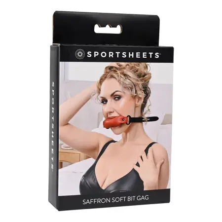Sportsheets Saffron Soft Bit Gag Vegan Leather Adjustable Scarlet