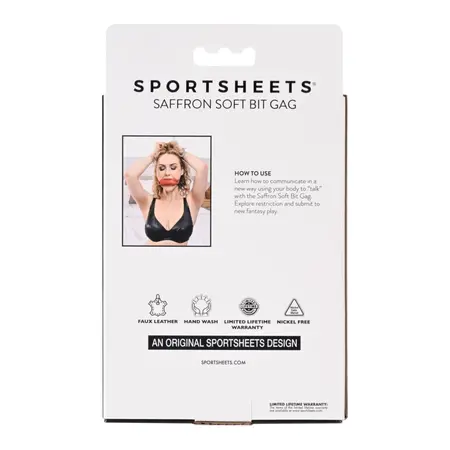 Sportsheets Saffron Soft Bit Gag Vegan Leather Adjustable Scarlet