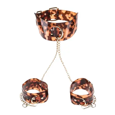 Sportsheets Amber Neck and Wrist Restraint Set, Adjustable, Gold Details