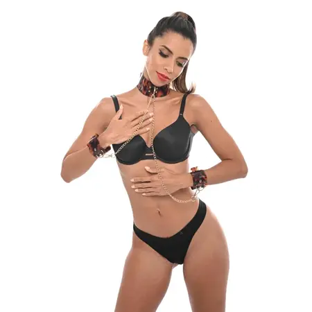 Sportsheets Amber Neck and Wrist Restraint Set, Adjustable, Gold Details