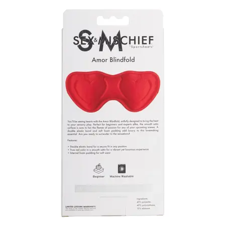 Sportsheets Amor Blindfold Red Satin Double Strap Ergonomic Design