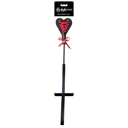 Sportsheets S&M Heart Beat Crop Black-Red - Dual-Sided Impact Tool, 45 cm