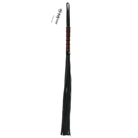Sportsheets S&M Mahogany Flogger with Faux Leather and Wood Accent 76cm