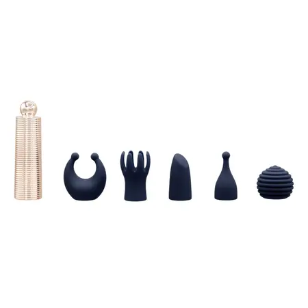 Pillow Talk Desires Navy Blue Bullet Set with 5 Silicone Attachments