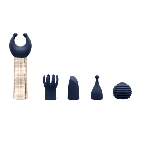Pillow Talk Desires Navy Blue Bullet Set with 5 Silicone Attachments