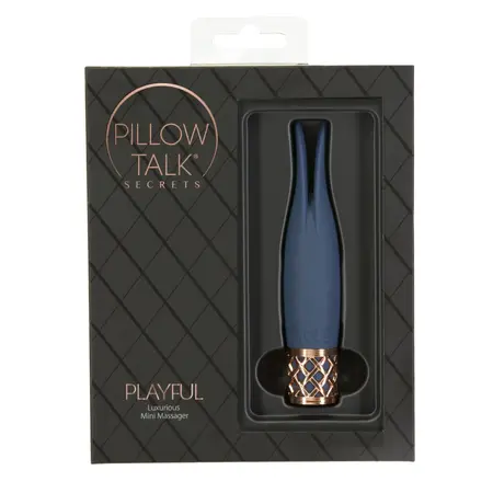Pillow Talk Playful Blue Mini Wand Massager - Silicone, USB Rechargeable