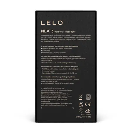 LELO NEA 3 Pitch Black Compact Intimate Massager, 10 Modes, Waterproof