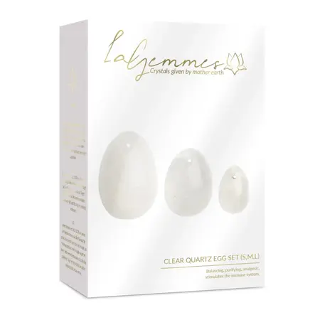 La Gemmes Yoni Egg Set Clear Quartz - Natural Crystal Trio S/M/L