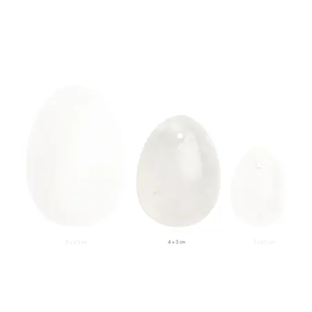La Gemmes Yoni Egg Medium Clear Quartz - Natural Handcrafted Gemstone 4x3cm