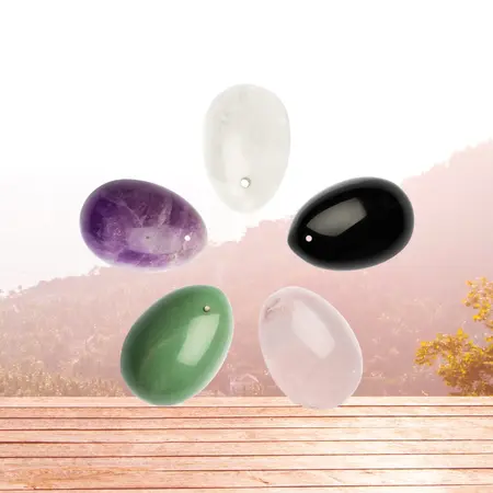 La Gemmes Yoni Egg Medium Clear Quartz - Natural Handcrafted Gemstone 4x3cm