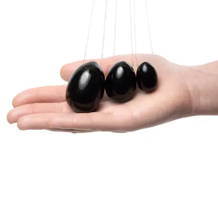 La Gemmes Black Obsidian Stone Egg M - Natural Gemstone Wellness Tool 4x3cm