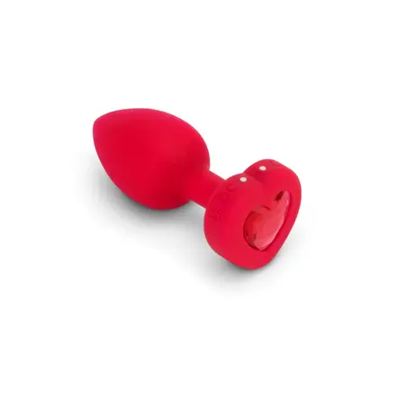 b-Vibe Heart Vibrating Remote Plug M/L Red - 15 Modes, Silicone, USB