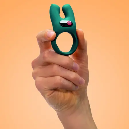 Fun Factory NOS Deep Sea Blue Vibrating Intimacy Ring, Dual Motors, Silicone