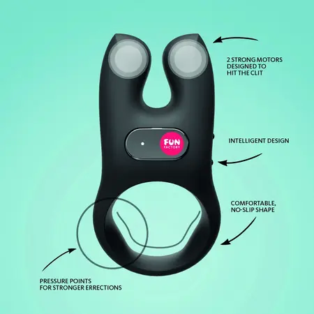 Fun Factory NOS Black - Dual Motor Rechargeable Intimate Ring