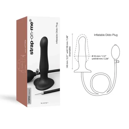 Strap-On-Me Inflatable Plug Black - Adjustable Size, Liquid Silicone