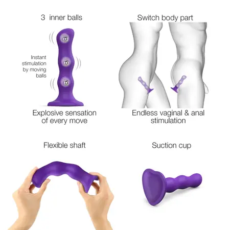 Strap-On-Me Geisha Ball Intimate System Purple M - 3 Rotating Beads