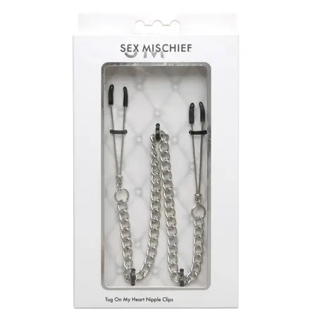 Sportsheets S&M Adjustable Nipple Clips with Heart Detail, 33 cm Chain