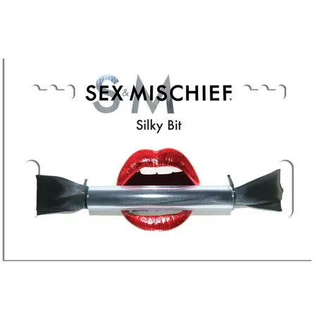 Sportsheets Sex & Mischief Silky Bit Gag with Soft Sash, Black, Adjustable
