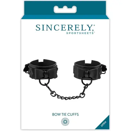 Sportsheets Sincerely Bow Tie Cuffs - Elegant Adjustable Faux Leather Restraints