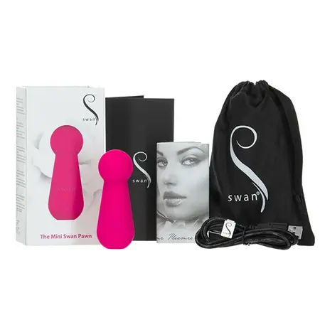 Swan Mini Swan Pawn Compact Vibrating Device, Silicone, USB, Pink