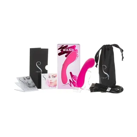 Swan Mini Swan Wand Vibrating Massager, Compact, Silicone, USB, Pink