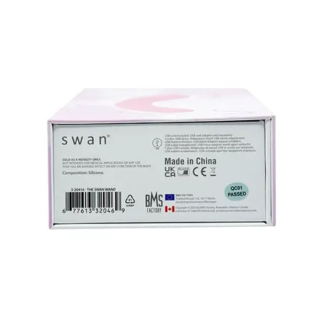 Swan The Swan Wand Silicone Dual-Motor Massager, USB Rechargeable, Black