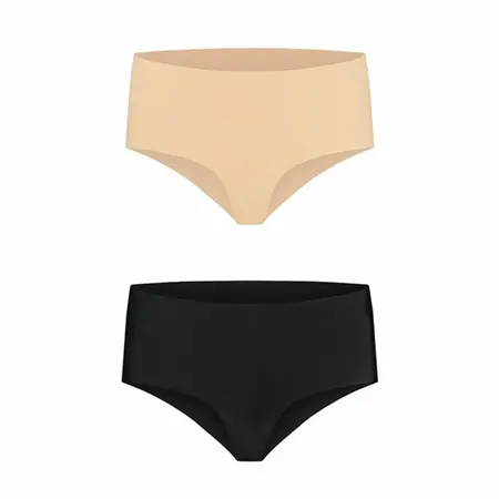 Bye Bra Invisible High Brief 2-Pack Nude & Black, Seamless Medium