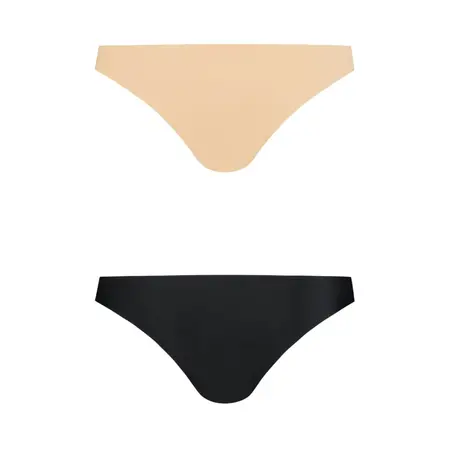 Bye Bra Invisible Brazilian Briefs Nude & Black XL 2-Pack Seamless
