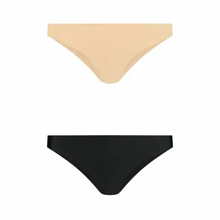 Bye Bra Invisible Brazilian Briefs 2-Pack Nude & Black S Soft Seamless