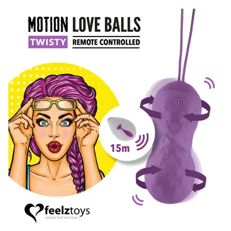 FeelzToys Motion Love Balls Twisty - Remote Control, Waterproof, Pink