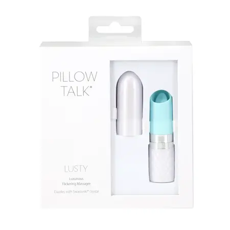 Pillow Talk Lusty Compact Teal Stimulation Device with Swarovski Crystal