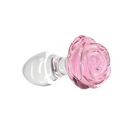 Pillow Talk Rosy Glass Plug Pink Rose Base + Bonus PowerBullet Set