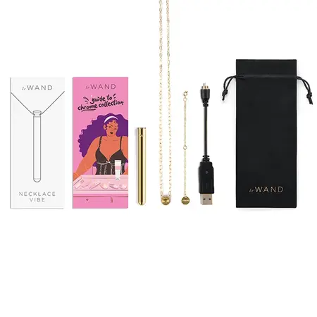 Le Wand Vibrating Necklace Gold - Elegant Jewelry & 8-Mode Baton, 26'' Chain