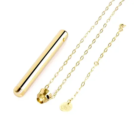 Le Wand Vibrating Necklace Gold - Elegant Jewelry & 8-Mode Baton, 26'' Chain