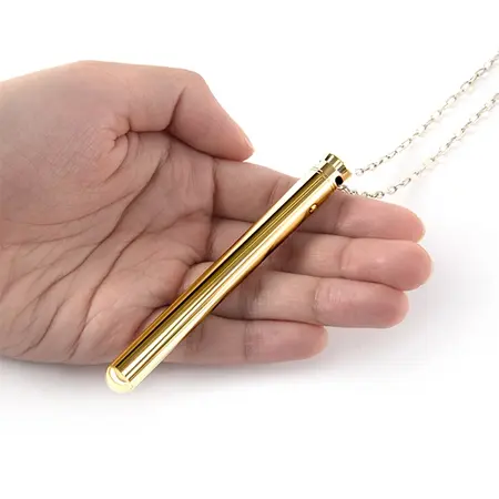 Le Wand Vibrating Necklace Gold - Elegant Jewelry & 8-Mode Baton, 26'' Chain