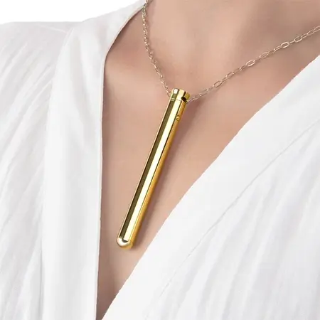 Le Wand Vibrating Necklace Gold - Elegant Jewelry & 8-Mode Baton, 26'' Chain