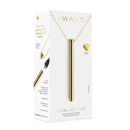 Le Wand Vibrating Necklace Gold - Elegant Jewelry & 8-Mode Baton, 26'' Chain