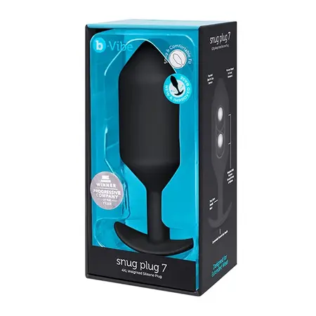 b-Vibe Snug Plug 7 Black 600g Weighted Silicone Anal Model XL