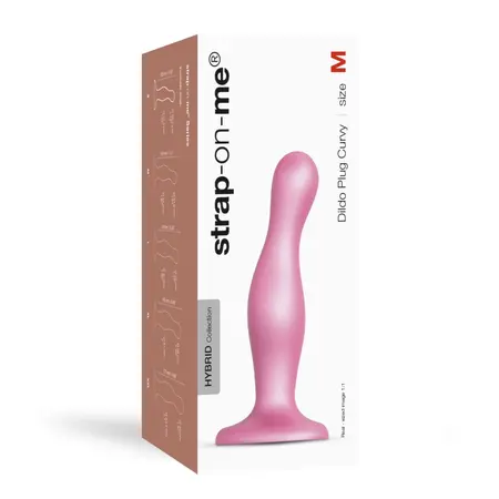 Strap-On-Me Dildo Plug Curvy Metallic Sugar Pink M - Liquid Silicone, Suction Cup