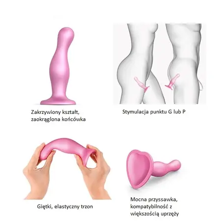 Strap-On-Me Curvy Metallic Sugar Pink S - Flexible Liquid Silicone Plug