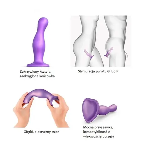 Strap-On-Me Dildo Plug Curvy Metallic Purple S - Liquid Silicone, Suction Cup