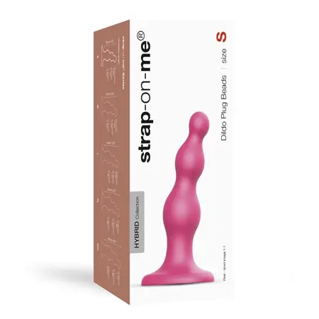 Strap-On-Me Plug Beads Metallic Raspberry Pink S - Liquid Silicone, 3-Step Design