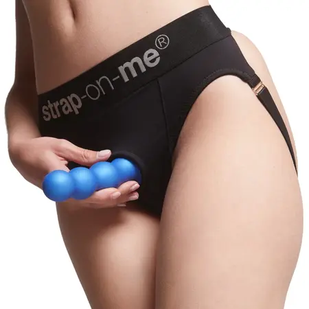 Strap-On-Me Dildo Plug Balls Metallic Blue M - Versatile Silicone Model