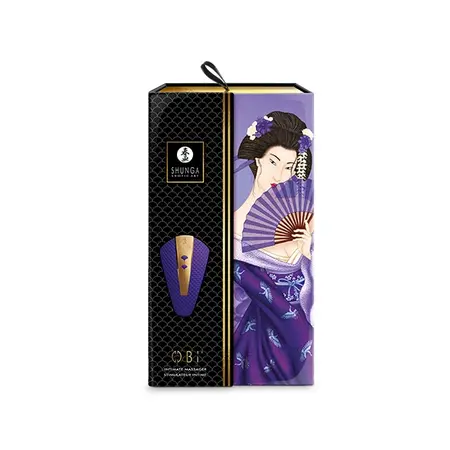 Shunga Obi Purple Compact Vibrating Massager, Ergonomic Silicone Design
